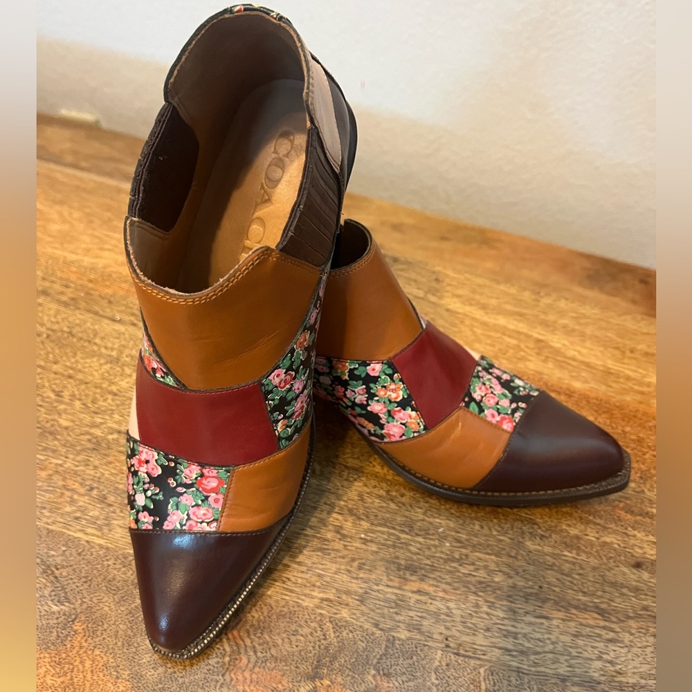 Coach Women's Patchwork Ankle Boots - Brown, Red, Floral